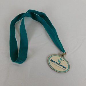 Sports Funder Medal Playing Supports Amateur Sports Green Ribbon Heavy 17" Long